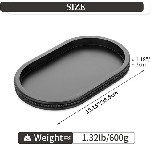 Counter Hanobe Decorative Trays for Coffee Table : Black Oval Centerpiece Tray Wood for Farmhouse Entry Table Decor
