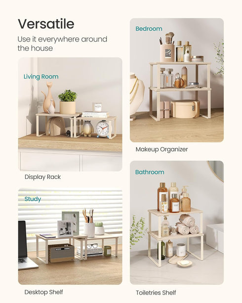 Set 2 Counter UKCS020L01 SONGMICS Cabinet Organizer Shelf, of Kitchen Shelves, Kitchen Storage, Spice Rack, Stackable