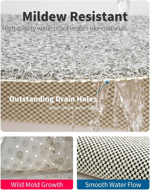 24x24 Non Slip Shower Mat, Comfortable Bath mat for Textured Surface,Quick Drying Easy Cleaning Shower Floor Mat