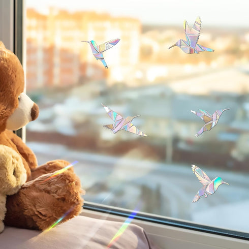 48 Pieces Hummingbird Style Birds Static Window Clings, Anti Collision Decals for Glass Door, Stop Bird Strikes