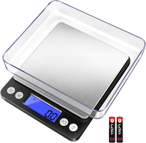 Fuzion Digital Kitchen Scale 3000g/0.1g, Pocket Food Scale with 2 Trays, LCD, Tare Function, Battery Included
