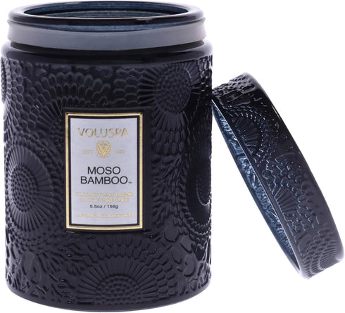 Voluspa Moso Bamboo Small Candle Jar, 5.5 oz, 50 Hour Burn Time, Coconut Wax for Clean Burning, Handcrafted in the USA