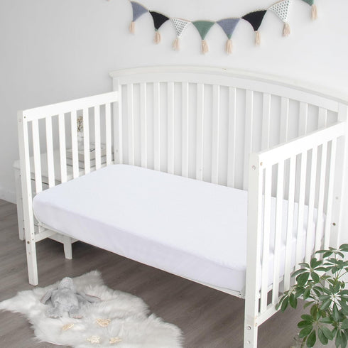 2 Pack 8" Crib Mattress Protector Waterproof Crib Sheets Fitted Mattress Pad Cover Soft Terry Breathable Fit