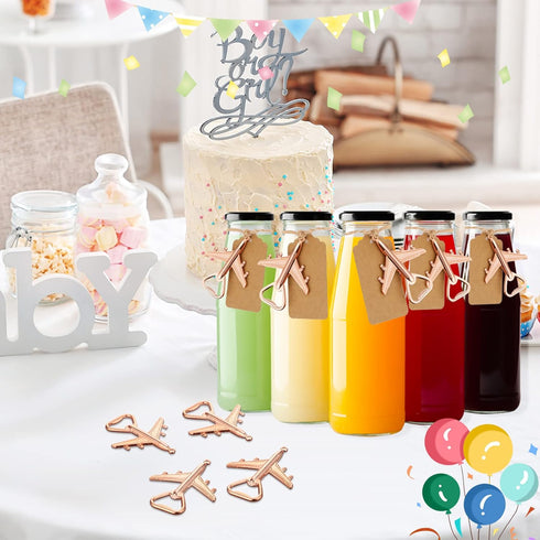 50 Pcs Airplane Bottle Opener Air Plane Beer Opener Aviation Veteran Opener Baby Shower Bottle Opener with Kraft Escort