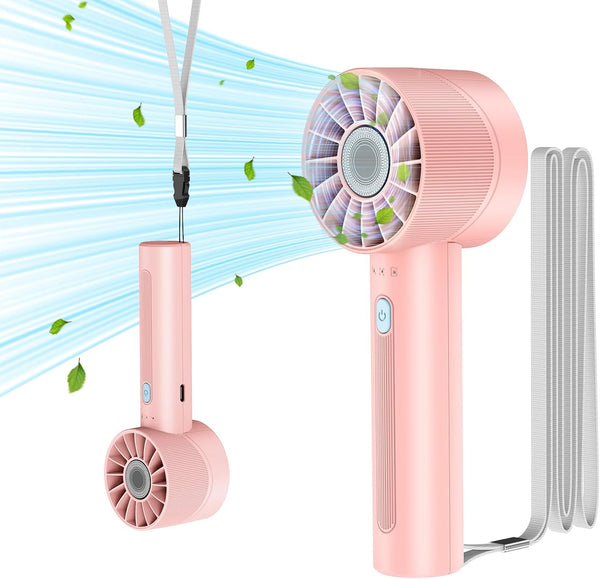 Portable Handheld Fan Rechargeable: Mini Personal Fan with 4 Speeds, USB 2600mAh Battery for Kids, Travel, Office