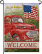 Welcome Summer American Red Truck Decorative Garden Flag, 4th of July, Patriotic Lawn Decor, 12x18