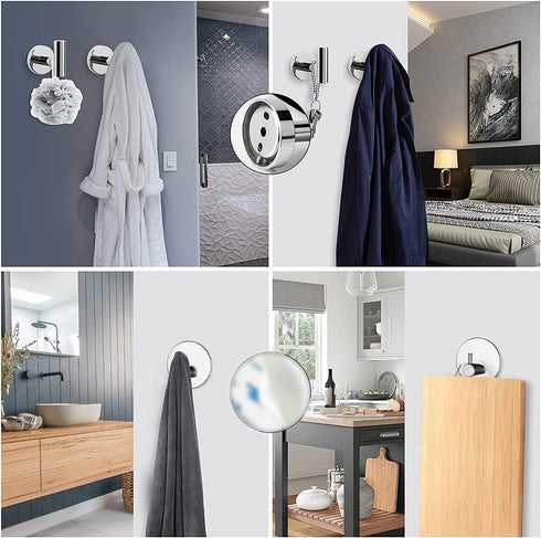 NearMoon 5 Pcs Bathroom Hardware Set, SUS 304 Stainless Steel, 16" Towel Bar, Toilet Paper Holder, 3 Hooks, Chrome