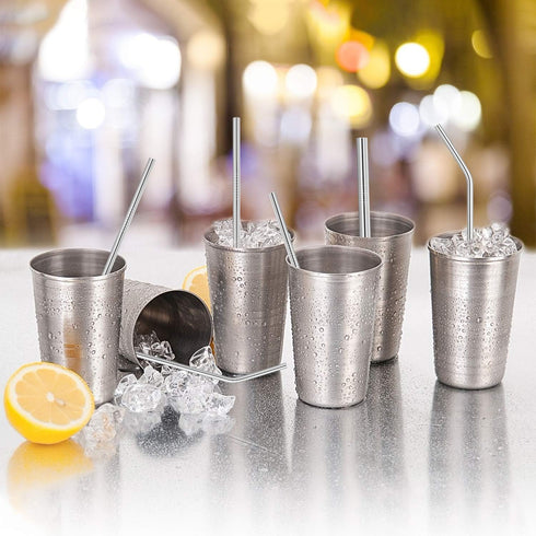 Hypermotion Stainless Steel Straw - Food Grade Reusable Metal Drinking Straw Set with Cleaning Brushes