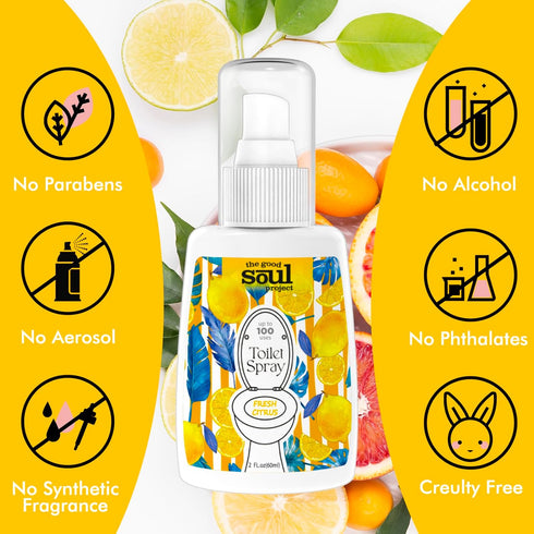 Toilet Spray for Poop, Fresh Citrus Bathroom Odor Eliminator, 2Fl Oz, 2 Pack