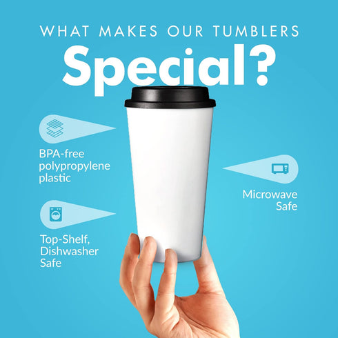 Simply Green Solutions Reusable Coffee Cups with Lids, 16 oz Thermal Cups for Hot and Cold Drinks, Dishwasher Safe