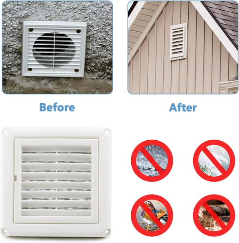 Cenipar 4" Louvered Vent Cover, Dryer Exhaust Air Vent Cover with Screws, Easy Installation, White