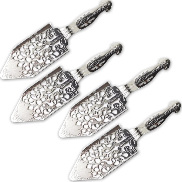 4PCS Vintage Stainless Steel Absinthe Spoons, Hollowed Out Cocktail Bar Drinking Filter