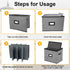 Champagne Flute Storage Box, Quilted Hard Shell Container for Wine Glasses, Stackable, Grey