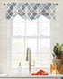 Hostline 42"x12" Valances Curtains for Living Room Retro Blue Moroccan Geometric Pattern Semi Sheer Valance for Windows