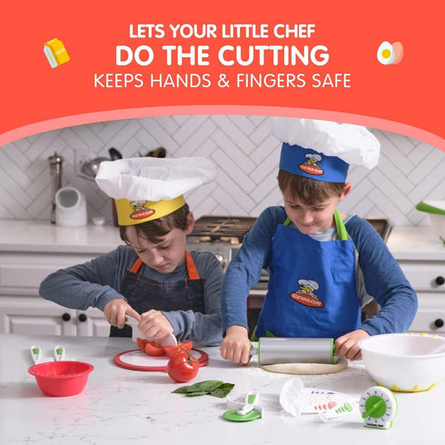 3-Piece Nylon Knives for Kids Curious Chef - White & Green - Child Safe & Serrated Blunt Tip Chef Knives - Safe for