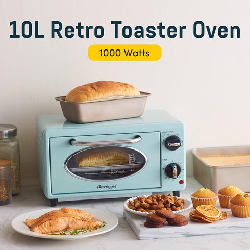 Elite Gourmet by Maximatic Americana Collection ETO147M Diner 50’s Retro Countertop Toaster Oven, 1000W, Mint
