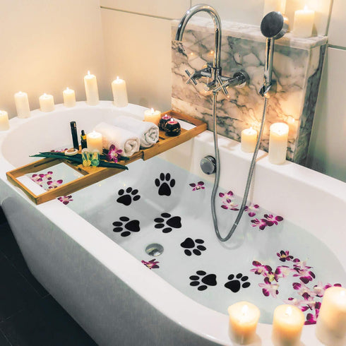 Mudder 20 Pcs Non Slip Bathtub Stickers, Shower Floor Safety Adhesive Paw Decals for Tubs, Anti Slip Applique