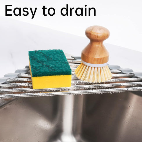 Tomorotec Triangle Roll-Up Dish Drying Rack for Sink Corner Small Foldable Stainless Steel Over The Sink Multipurpose