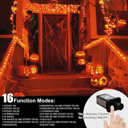 99ft 300 16Lighting LAMPHOME Halloween Lights, LED Transparent Wire Fairy Starry String Light Plug in, Modes for Indoor