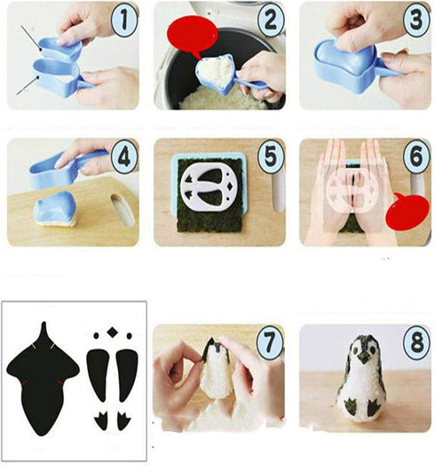 Sushi Making Kit, Rice Ball Molds, Bento Accessories, Sandwich Cutters for Kids Kitchen Tools