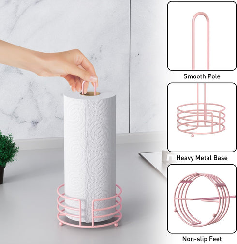 Countertop, Buruis Paper Towel Holder for Metal Standing Paper Towel Dispenser with U-Shape Handle and Stable Base
