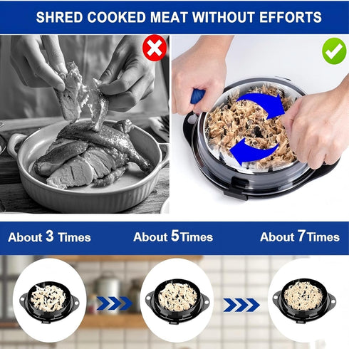 WAOGE 304 Chicken Shredder Tool Twist Meat Shredder Large for Chicken Breasts Beef Pulled Pork with Stainless Steel