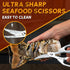 Huusk Seafood Scissors Silver - Stainless Steel Kitchen Shears Dishwasher Safe, Sharp Japanese-Style Kitchen Scissor