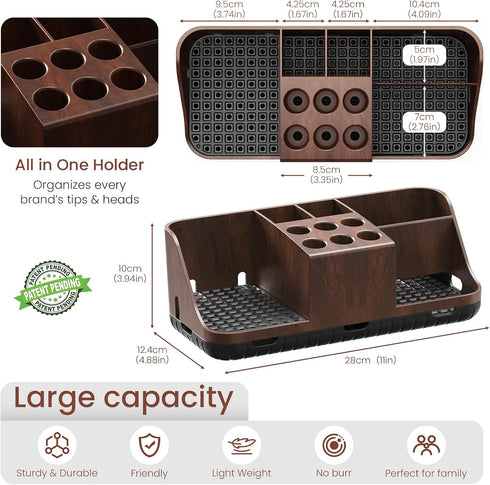 Counter Set(Walnut Boperzi Bathroom Organizer for Vanity & Sink Storage: Detachable Electric Toothbrush and Toothpaste