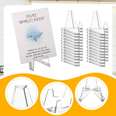 30pcs Card Display Stand, 2.2 Inch Small Transparent Acrylic Holder for Business Cards, Mini Clear Easel