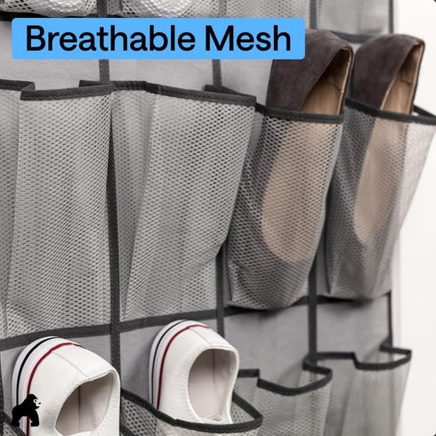 24 Closet 40 lbs, Closets GORILLA GRIP Over the Door Shoe Organizer, Large Breathable Mesh Pockets, Space Saving