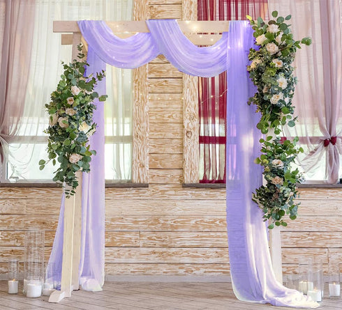 Wedding Arch Draping Fabric Lavender 29" X 20FT Chiffon Tulle Fabric Sheer Drapes for Wedding Ceremony Arbor Party Ceiling Swag Fabric Decoration | Lavender Sheer Fabric 2 Panels