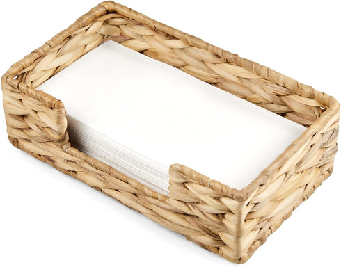 ZMZKKLL Napkin Holder for Bathroom, Woven Wicker Water Hyacinth Guest Towel Holder Tray,