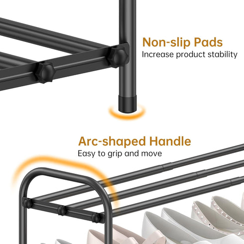Hleelomi 3-Tier Closet,Living Expandable Shoe Rack,Adjustable Shoe Shelf Storage Organizer Heavy Duty Metal Free