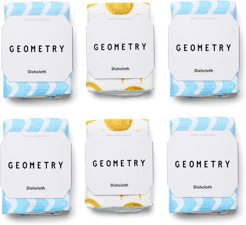 GEOMETRY Dishcloth Spring & Summer Collection Quick-Dry, Ultra-Absorbent, Reusable Microfiber Kitchen Towels