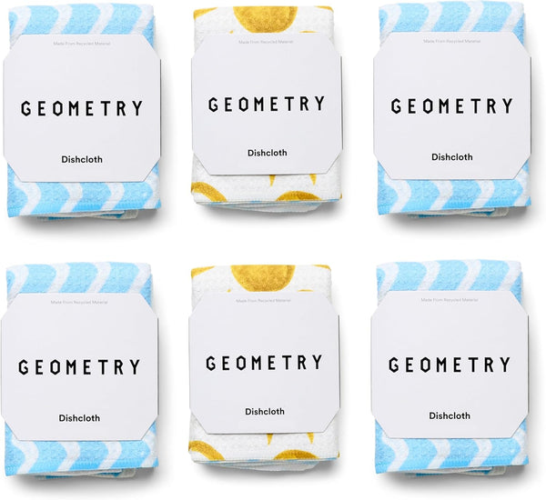 GEOMETRY Dishcloth Spring & Summer Collection Quick-Dry, Ultra-Absorbent, Reusable Microfiber Kitchen Towels
