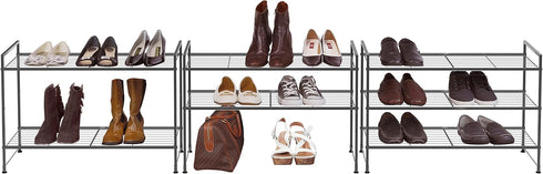 3-Tier Simple Houseware Stackable Shoes Rack Storage Shelf, Black