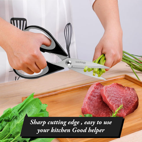 iBayam 8.5" Kitchen Scissors with Sheath, Black Household Appliances, Kitchen Gadgets, Cooking Scissors, Home Essentials