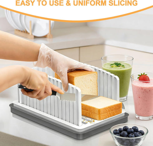 Kiss Core New Upgrade Bread Slicer for Homemade Bread, Bread Slicing Guide Adjustable Width, Foldable and Compact
