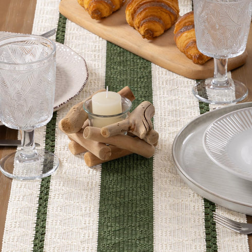 MLMW 40 inches Boho Table Runner Olive Green&Ivory Small Coffee Table Runner Rustic Macrame Woven Table Runners Short