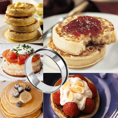 8 Pieces English Muffin Rings, 3.15 Inch Stainless Steel Double Rolled Tart Ring, Nonstick Metal Round Mold