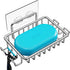 Nieifi Bar Soap Holder for Shower Wall, Stainless Steel Adhesive Soap Dish with 4 Hooks, Silver