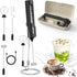 AMOSA Milk Frother Handheld with Stand, Rechargeable Frother with 3 Speeds &
