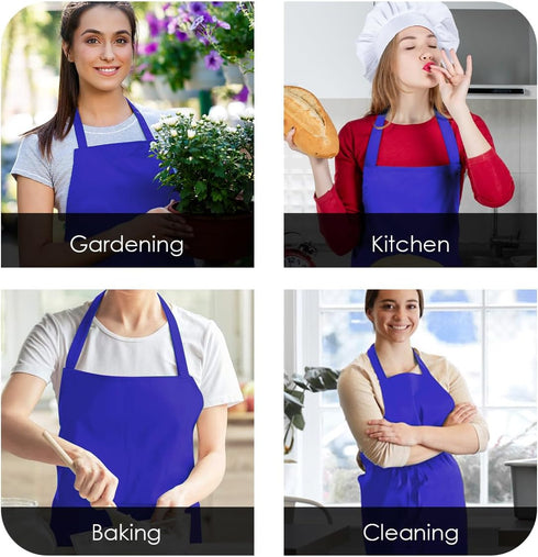 Unisex Bib Aprons, 100% Polyester Chef Apron with Extra Long Ties for Cooking