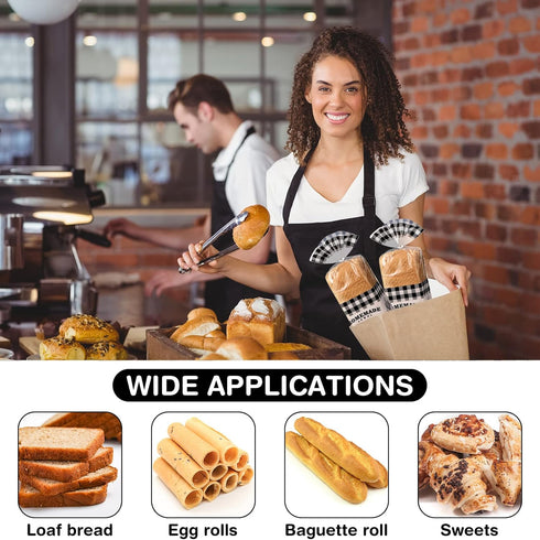 50 10 20 Inch Sabary Pcs Homemade Bread Bags with Ties Black Buffalo Plaid Bread Loaf Bags Plastic Clear Gift Storage