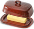 Hasense Butter Dish with Lid for Countertop, Ceramic Butter Tray with Handle,