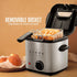 OVENTE Electric Deep Fryer 1.5 Liter Capacity with Lid, Removable Frying Basket, Adjustable Temperature, Silver
