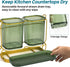 Utensil Holder for Kitchen Countertop, Plastic Utensil Organizer with Drain Tray, Wall Mounted Large Utensil Crock for Spatula Spoon, Morden Kitchen Silverware Organizer (Green)