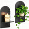 Black Boho Candle Sconces Decor: Set of 2 Wood Mid-Century Wall Candle