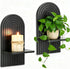 Black Boho Candle Sconces Decor: Set of 2 Wood Mid-Century Wall Candle