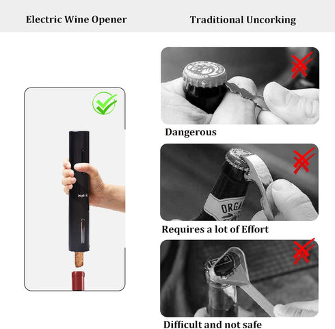 Electric Wine Opener, Automatic Bottle Corkscrew with Foil Cutter, Vacuum Stopper and Wine Aerator